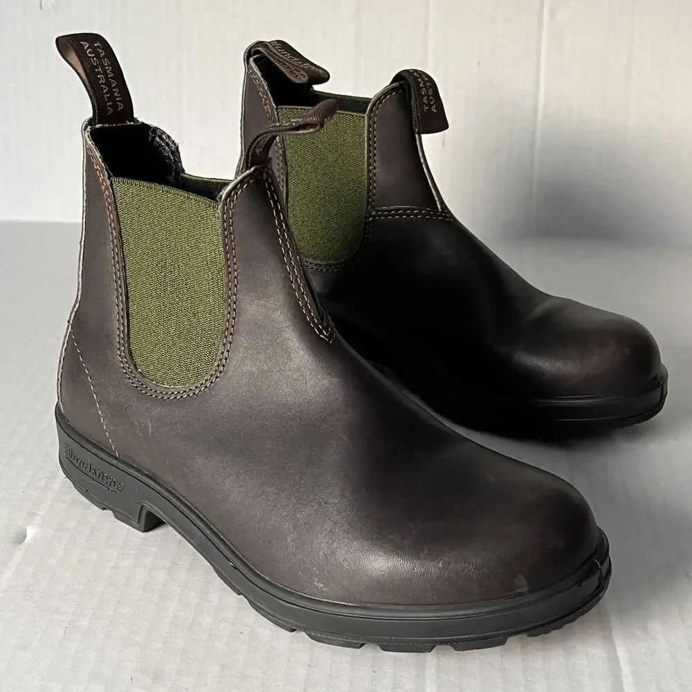 Blundstone Original Series 519 Chelsea Ankle Boots Stout Brown/Olive M 7.5 W 8.5